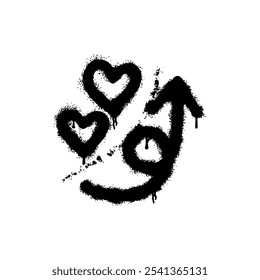El arte del graffiti presenta símbolos de corazón y flecha