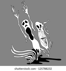 Graffiti art illustration. Ghosts