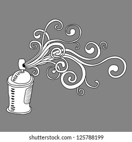 Graffiti art illustration. Spray can background