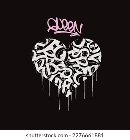 Graffiti art in pink love shape for girl