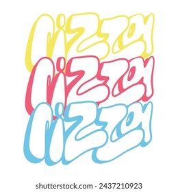 Graffiti art pizza, full isolated, vector, transparent