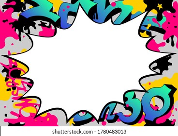 graffiti art and spread paint ink background with speech bubble