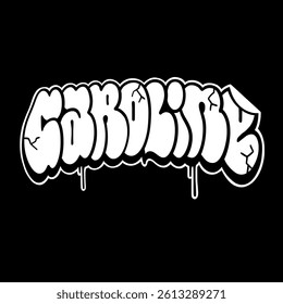 Graffiti artwork of the name “Caroline” in bold throw up style. A personalized street art design with an urban vibe, perfect for custom posters, apparel, and digital media.