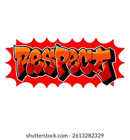Graffiti artwork of the word “Respect” in bold red graffiti letters. Urban street art design with an edgy vibe, perfect for posters, apparel, and digital media.