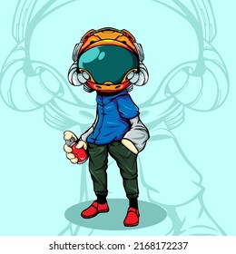 GRAFFITI ASTRONAUT WITH SPRAY PAINT