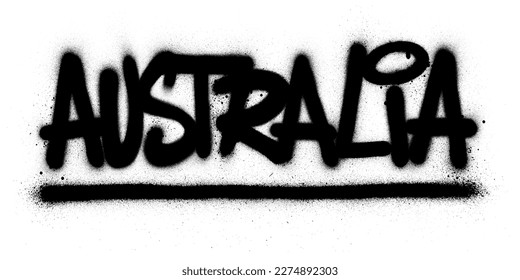 graffiti Australia word sprayed in black over white