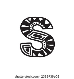 Graffiti aztec alphabet abjad A-Z in style handwriting art illustration design vector