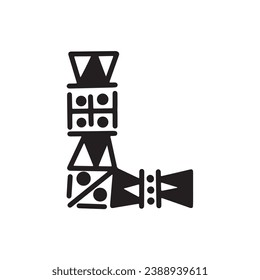 Graffiti aztec alphabet abjad A-Z in style handwriting art illustration design vector