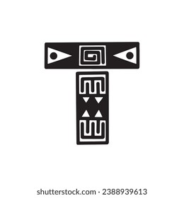 Graffiti aztec alphabet abjad A-Z in style handwriting art illustration design vector