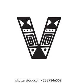 Graffiti aztec alphabet abjad A-Z in style theme handwriting art illustration design vector