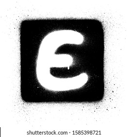 graffiti B font sprayed in white over black square