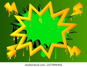 Fondo del graffiti. Resumen de arte callejero moderno verde y amarillo, decoración de burbujas de habla realizada al estilo de la pintura urbana.