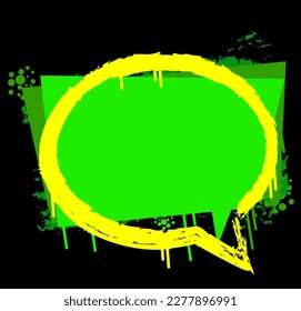 Graffiti Background. Abstract green and yellow modern street art speech bubble decoration performed in urban painting style.
