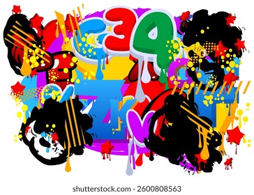 Graffiti background. Abstract modern street art decoration performed in urban painting style.