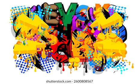 Graffiti background. Abstract modern street art decoration performed in urban painting style.