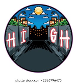 graffiti background city night vector illustration