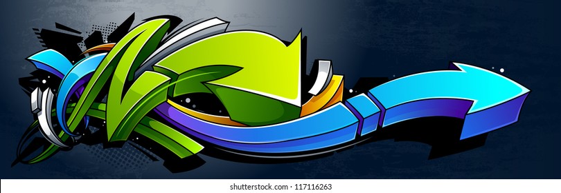 Graffiti background. Horizontal graffiti banner. Vector EPS 10 illustration.