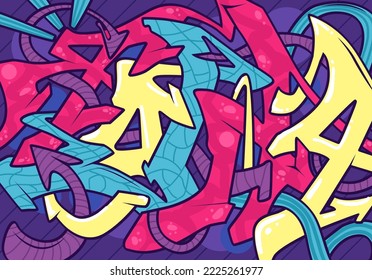 graffiti background on the wall abstract color subcultural vector yellow blue yellow purple