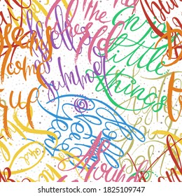 Graffiti background seamless pattern. Hand style tagging. Vandal vector lettering