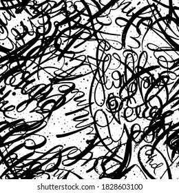 Graffiti background seamless pattern. Hand style tagging. Vandal vector lettering