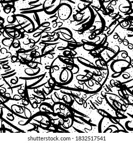 Graffiti background seamless pattern. Hand style tagging. Vandal vector lettering