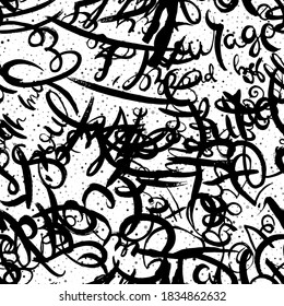 Graffiti-Hintergrund nahtloses Muster. Manuelles Markieren. Vandal-Vektorschrift