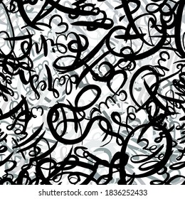 Graffiti background seamless pattern. Hand style tagging. Vandal vector lettering