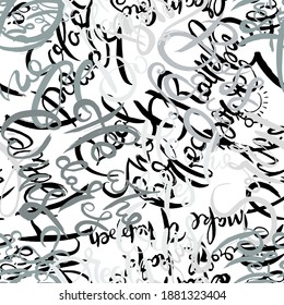 Graffiti background seamless pattern. Hand style tagging. Vandal vector lettering