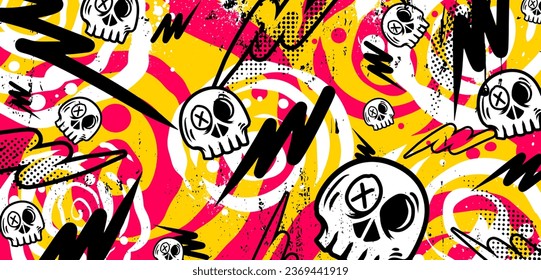 Graffiti background with throw-up, scribble and tagging in vibrant colors. Abstract graffiti in vector illustrations.