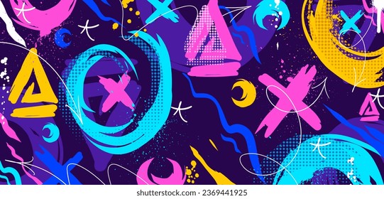 Graffiti background with throw-up, scribble and tagging in vibrant colors. Abstract graffiti in vector illustrations.