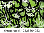 Graffiti background with throw-up and tagging hand-drawn style. Street art graffiti urban theme in vector format.