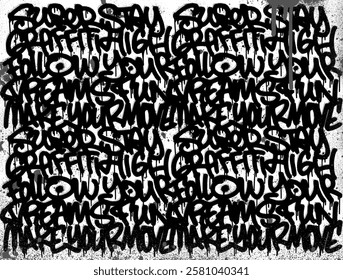 Graffiti background with throw-up and tagging hand-drawn style. Street art graffiti urban theme in vector format.