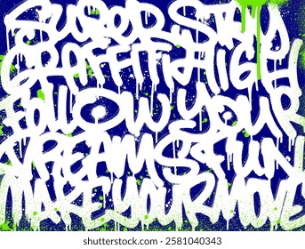 Graffiti background with throw-up and tagging hand-drawn style. Street art graffiti urban theme in vector format.