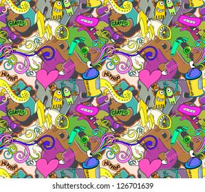 Graffiti background. Urban art seamless vector design