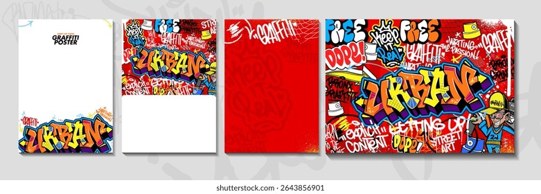Graffiti background vector illustration. Detailed monochrome illustration tattoo elements pattern graphic elements in graffiti style	