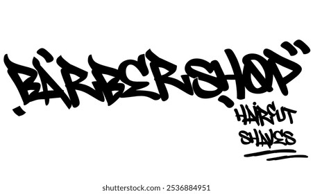 graffiti con el estilo de graffiti "BARBERSHOP HAIRCUT, SHAVES" se puede utilizar en diseños, prendas, carteles, Fondo de pantalla, etc