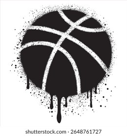 Graffiti basketball icon in urban graffiti style with black spray paint. vector illustration.
