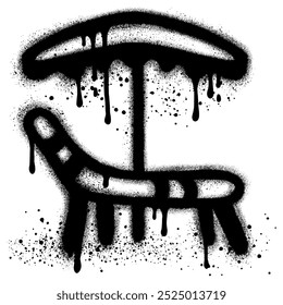 graffiti Beach chairs and umbrellas with black spray paint. vector illustration.