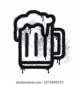 Graffiti beer glass sign spray painted in black on white. Beer glass symbol isolated on white background. Vector illustration