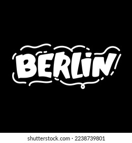 graffiti Berlín palabra rociada en blanco y negro