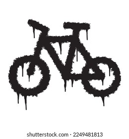 Graffiti bicycle icon with black spray paint. Vector illustration