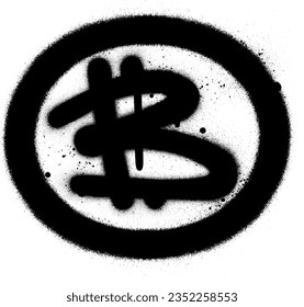 graffiti bitcoin oval icon sprayed in black over white