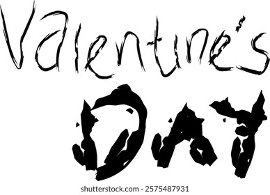 graffiti black ink strokes on the words valentine's day 