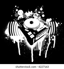 Graffiti Black and White Turntable.