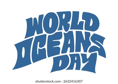 Graffiti block lettering with groove lines “World Oceans Day” on transparent background. Bold, clean urban style, ideal for marine awareness and ocean conservation projects.