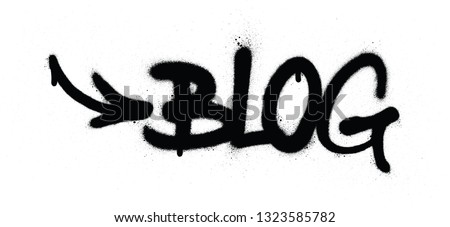 graffiti blog word sprayed in black over white