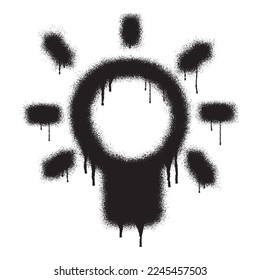 Graffiti bohlam icon with black spray paint. Vector illustration