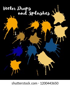 Graffiti Border Vector Watercolor Brushstrokes. Doodles, Buttons, Stains, Splashes, Scribble Hand Painted Vector Set. Water Color Uneven Funky Paintbrush Logo Elements. Rough Highlight Swatches
