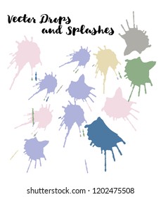 Graffiti Border Vector Watercolor Brushstrokes. Doodles, Buttons, Stains, Splashes, Scribble Hand Painted Vector Set. Vintage Uneven Ink Paintbrush Logo Elements. Rough Painted Smear Swatches