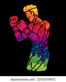 Graffiti Boxing Sport Boxer Fighting Action Fighter Cartoon Graphic Vector